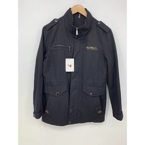 NEW Womens M Black Full Zip and Button Front Utility Jacket Lined